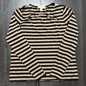 Michael Kors Women's Black and Khaki Striped Blouse, Size Small